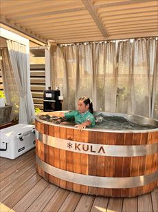 試合前後にはアイスバス利用